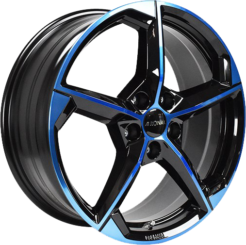 RONAL R66 Zwart blauw gepolijst 20 inch velg