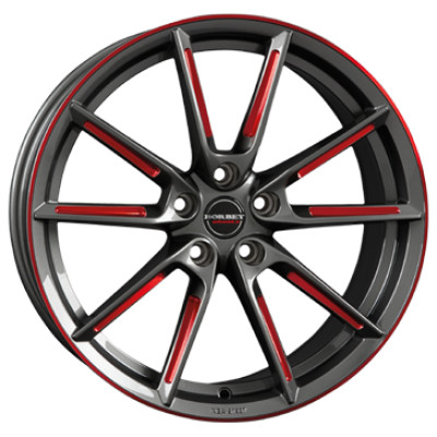 BORBET LX Graphitee spoke rim red polished