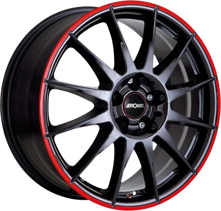 RONAL R54 MCR Zwart met rode rand 16 inch velg