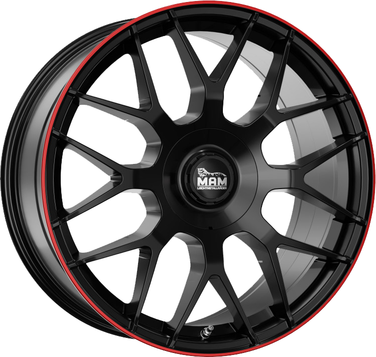 MAM Wheels GT1 Mat zwart met rode rand