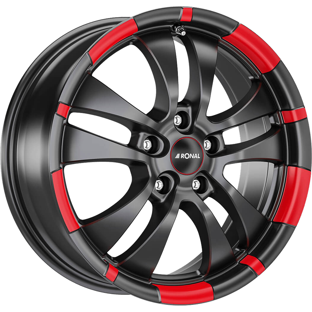 RONAL R59 MCR Mat zwart met rode rand 16 inch velg