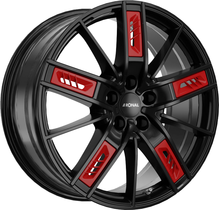 RONAL R67 RED RIGHT Zwart 18 inch velg