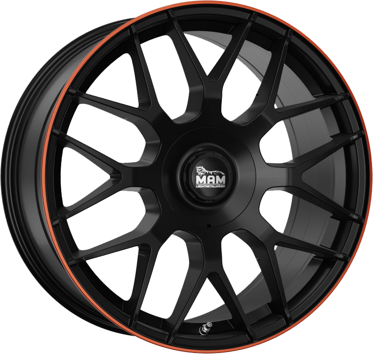 MAM Wheels GT1 Mat zwart met oranje lip 19 inch velg